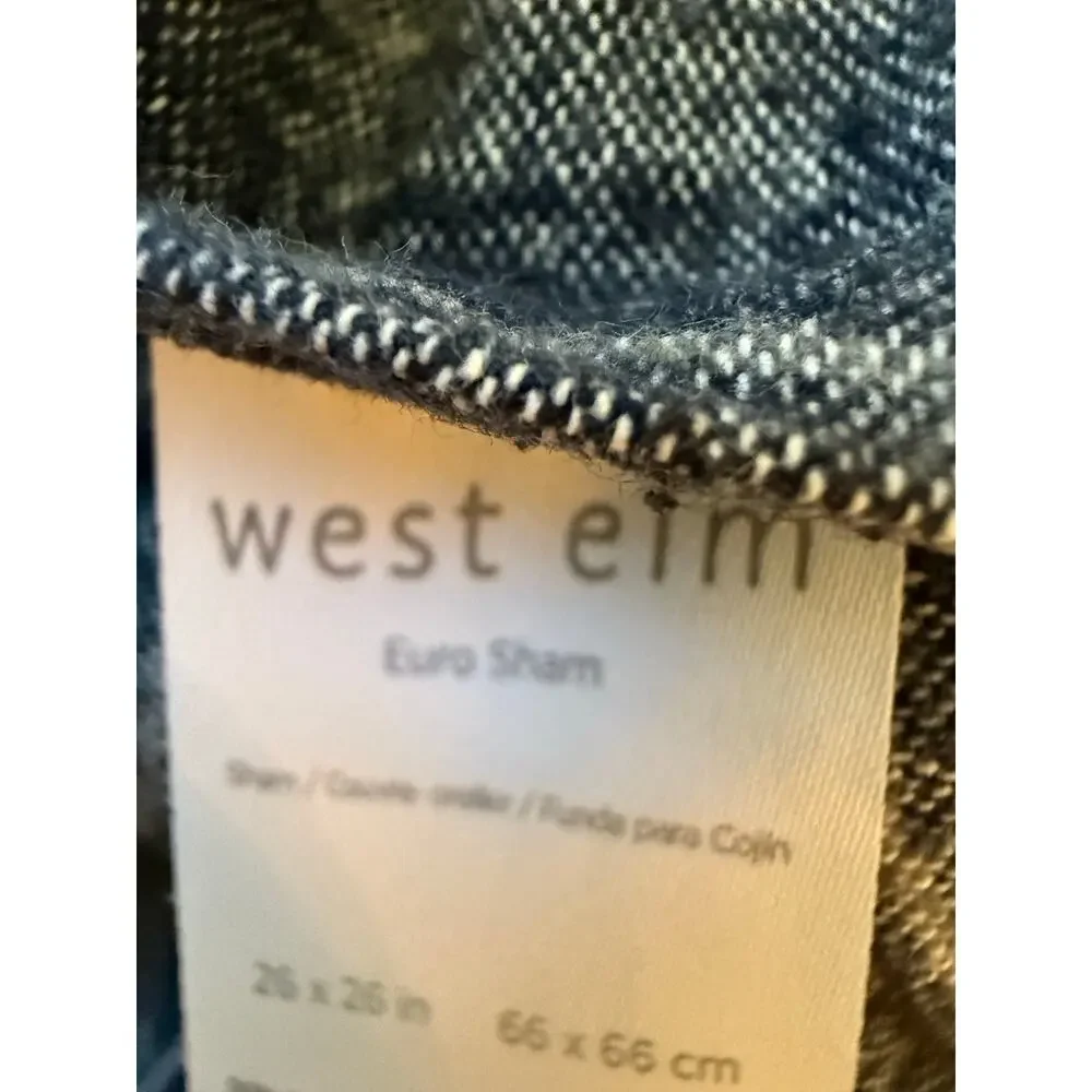 West Elm Cotton Blend Grey White Striped Euro Sham 26X26